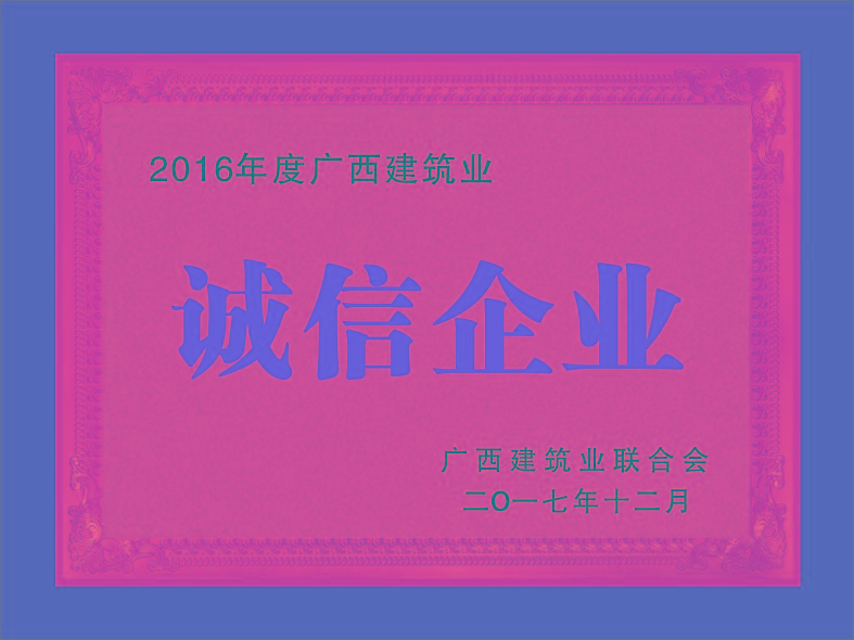 2016年度广西建筑业——诚信企业